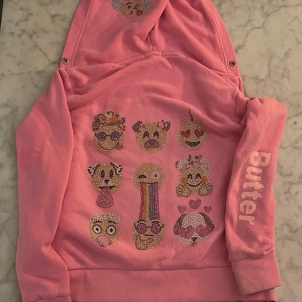 Rhinestone Butter Sweatshirt- Girls Size 8-14 years -